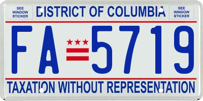 DC license plate FA5719