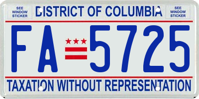 DC license plate FA5725