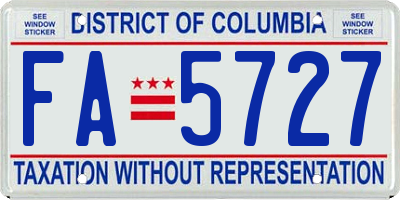 DC license plate FA5727