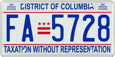 DC license plate FA5728