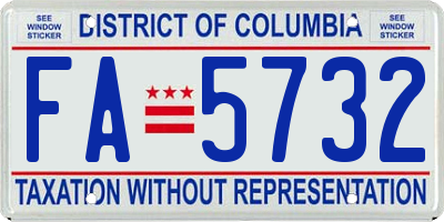 DC license plate FA5732