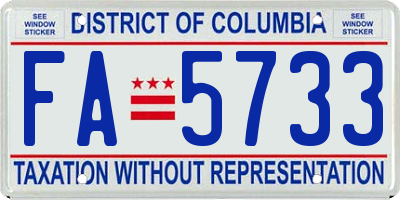 DC license plate FA5733