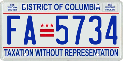 DC license plate FA5734