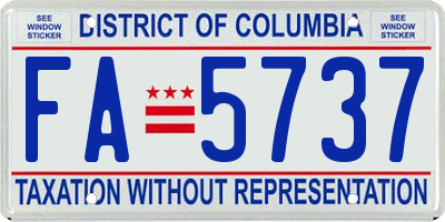 DC license plate FA5737