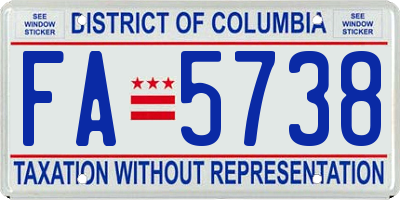 DC license plate FA5738