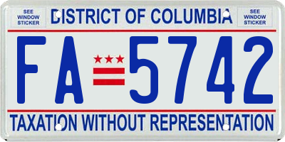 DC license plate FA5742