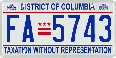 DC license plate FA5743