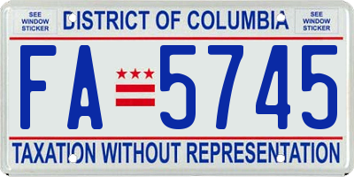 DC license plate FA5745