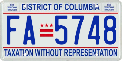 DC license plate FA5748