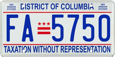 DC license plate FA5750