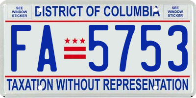 DC license plate FA5753