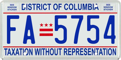 DC license plate FA5754