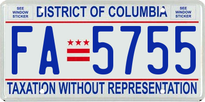 DC license plate FA5755