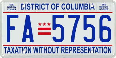 DC license plate FA5756