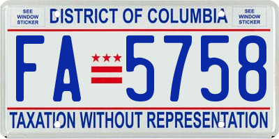 DC license plate FA5758