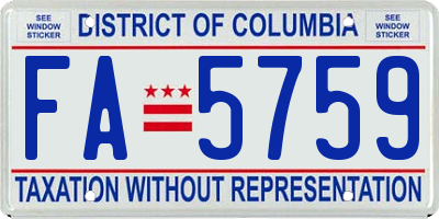 DC license plate FA5759