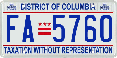 DC license plate FA5760