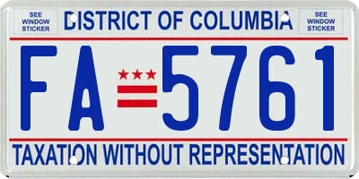 DC license plate FA5761