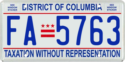 DC license plate FA5763