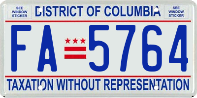 DC license plate FA5764