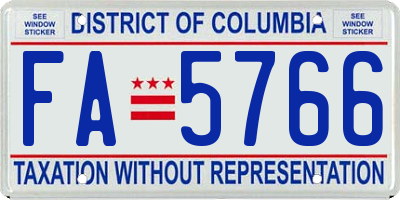 DC license plate FA5766