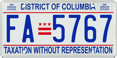 DC license plate FA5767