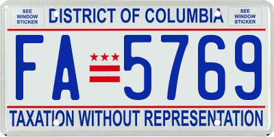 DC license plate FA5769