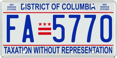 DC license plate FA5770