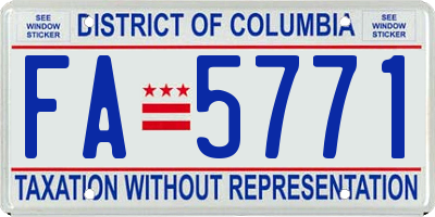 DC license plate FA5771