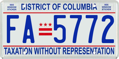 DC license plate FA5772