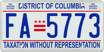 DC license plate FA5773