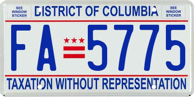 DC license plate FA5775