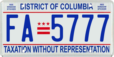 DC license plate FA5777