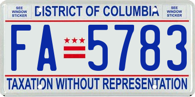 DC license plate FA5783