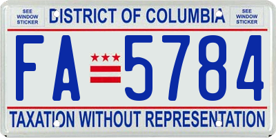 DC license plate FA5784