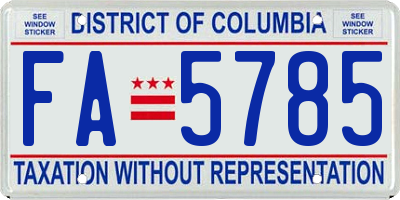 DC license plate FA5785