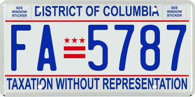 DC license plate FA5787