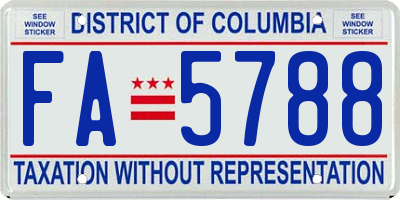 DC license plate FA5788