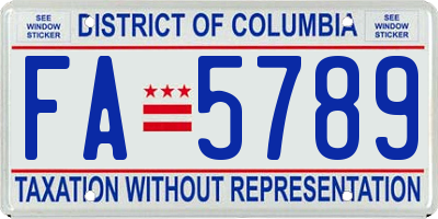 DC license plate FA5789