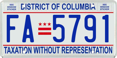 DC license plate FA5791