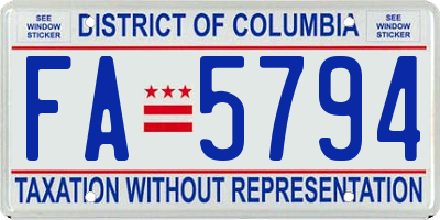 DC license plate FA5794