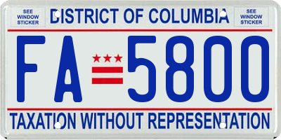 DC license plate FA5800