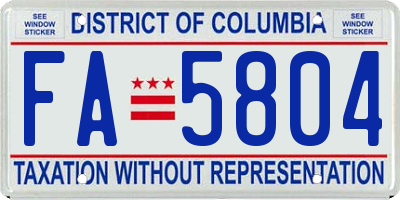 DC license plate FA5804