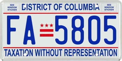 DC license plate FA5805