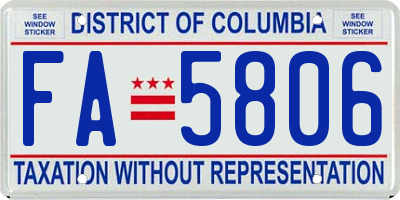 DC license plate FA5806