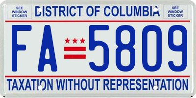 DC license plate FA5809