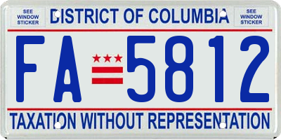 DC license plate FA5812