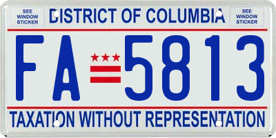 DC license plate FA5813