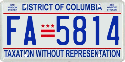 DC license plate FA5814