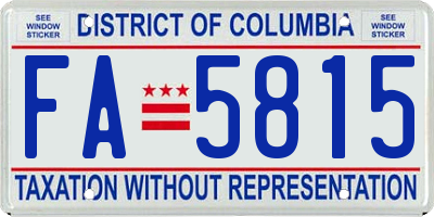 DC license plate FA5815